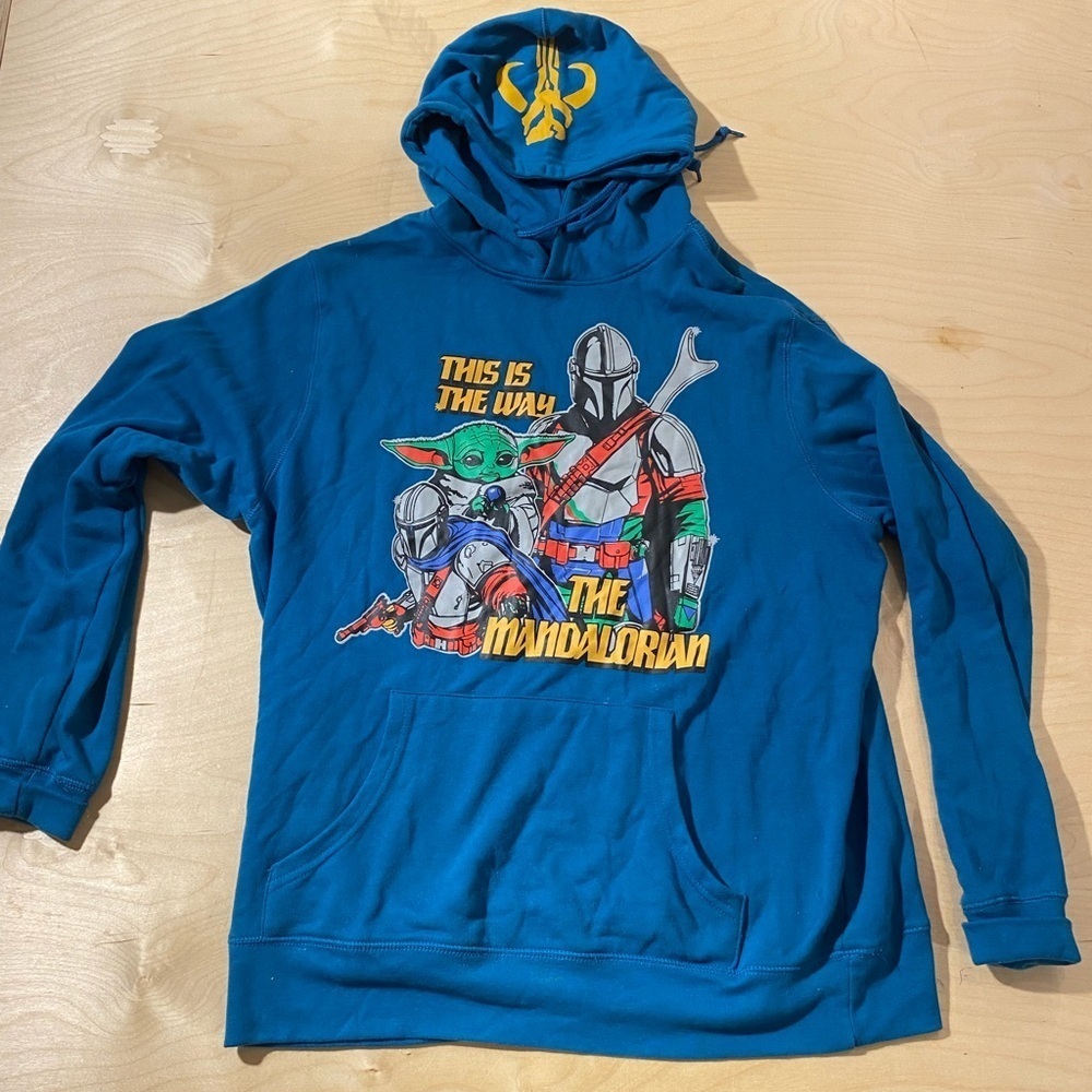 Star Wars Mandalorian Blue Hoodie Size Large (BI)
